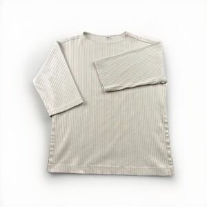 Uniqlo‎ Ribbed Top Women's XS Taupe Beige Stretch Slim Fit Made in Vietnam